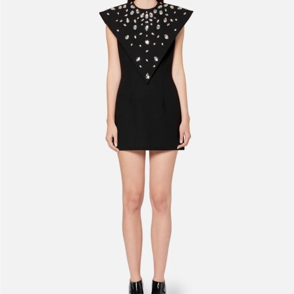 Christopher Kane Black Mini Dress with Crystal Embellishments